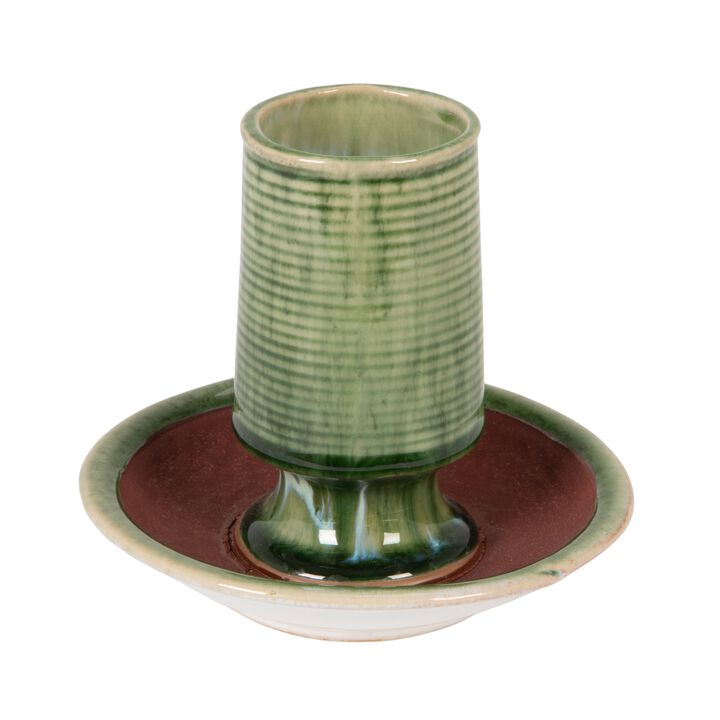 Stoneware Match Holder with Striker Plate and Reactive Glaze, Grey