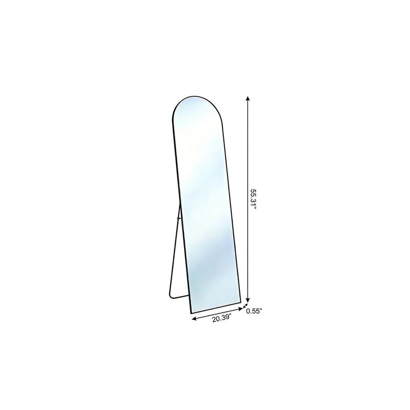 HomeRoots 55" Black Aluminum Arch Freestanding And Wall Mounted Framed Full Length Mirror image number 4