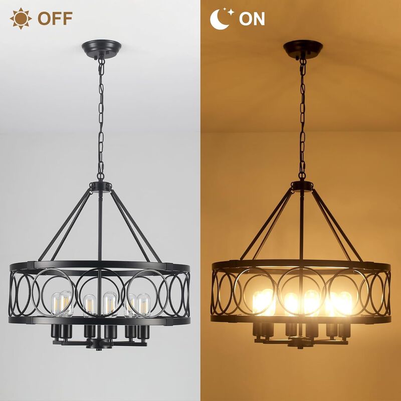 ShipItFurniture Black Farmhouse 6-Light Drum Chandelier image number 8