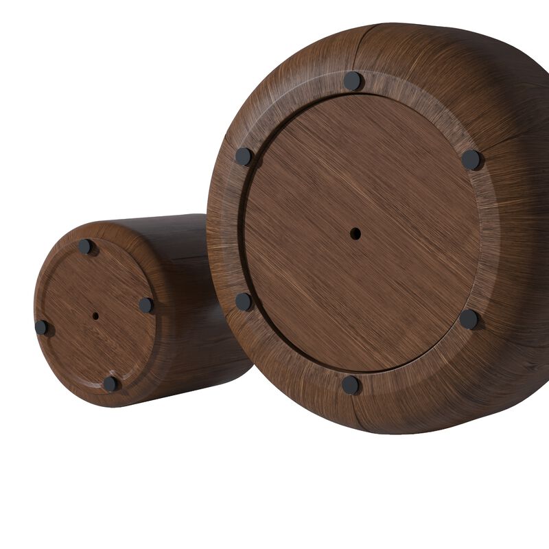 Round Outdoor Indoor Coffee Table Set, Modern Wood Grain Drum Center Table Set, Sturdy Waterproof(Set of 2) image number 7