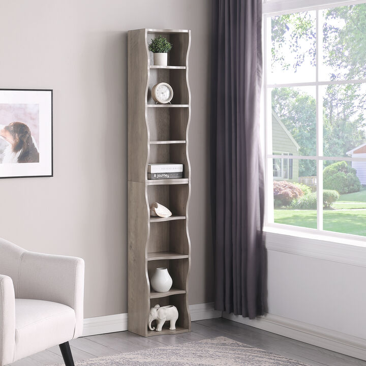 Merax 8-layer adjustable shelf ultra-thin bookshelf with a wavy border design