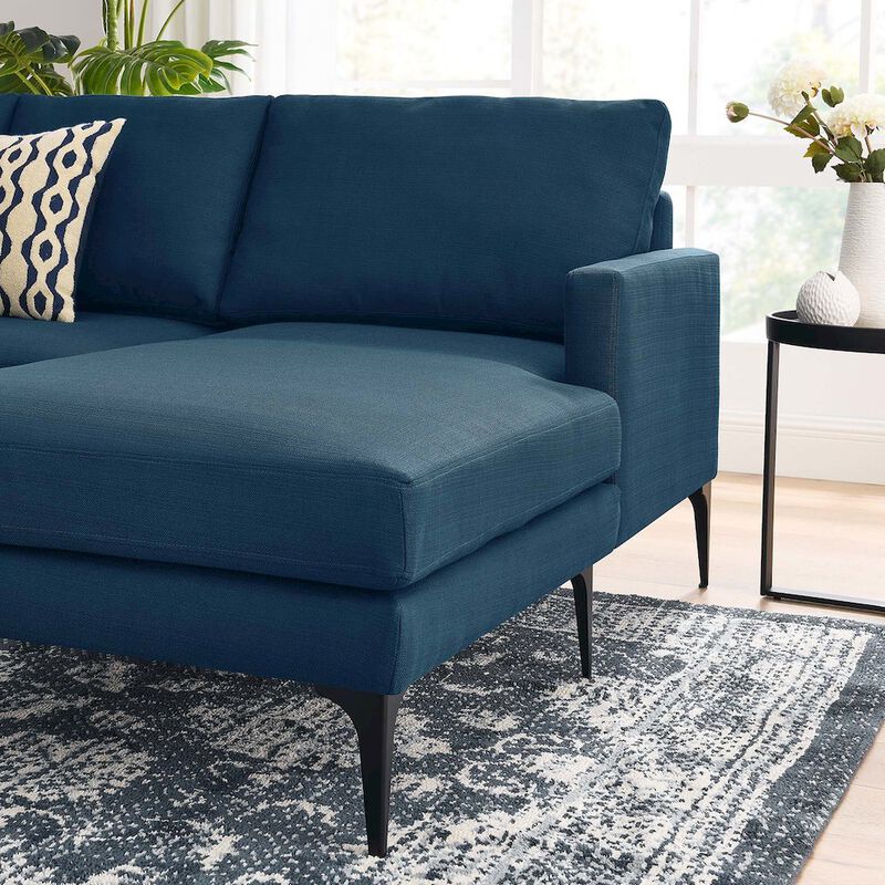 Modway Evermore Right-Facing Metal and Fabric Sectional Sofa in Azure Blue image number 7