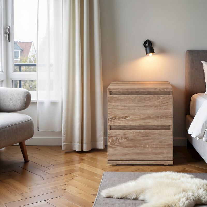 Furnifact Brown 2-Drawer Nightstand - Short Low Nightstand For Closet With Ample Storage