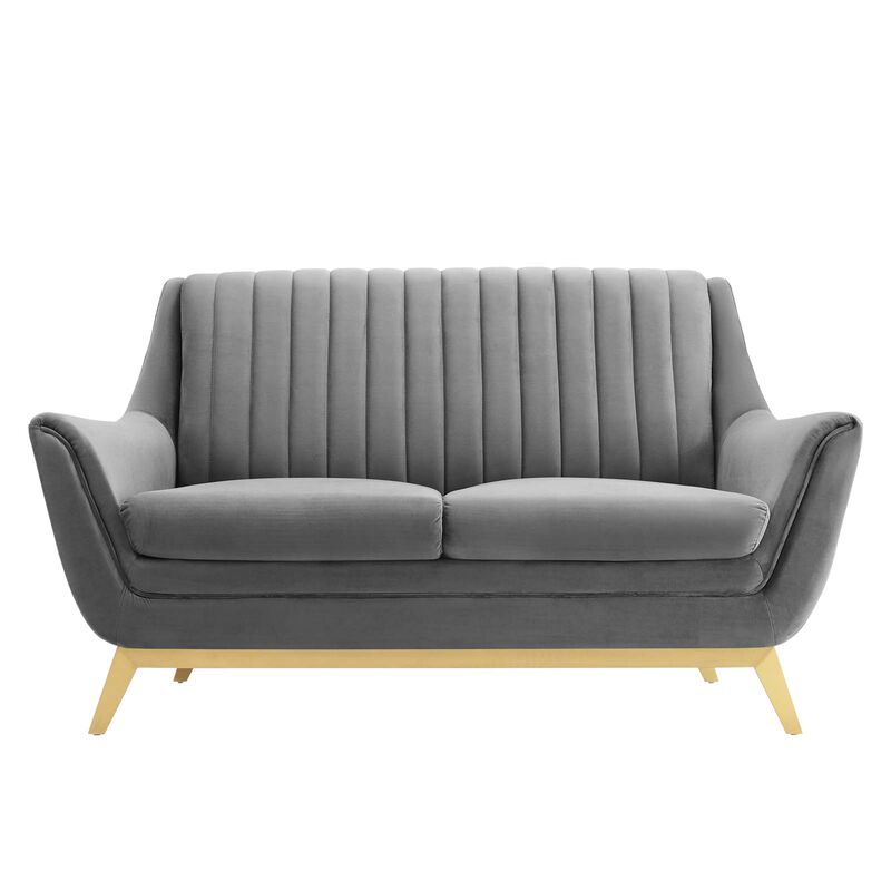 Winsome Channel Tufted Performance Velvet Loveseat Gray EEI-4408-GRY image number 1