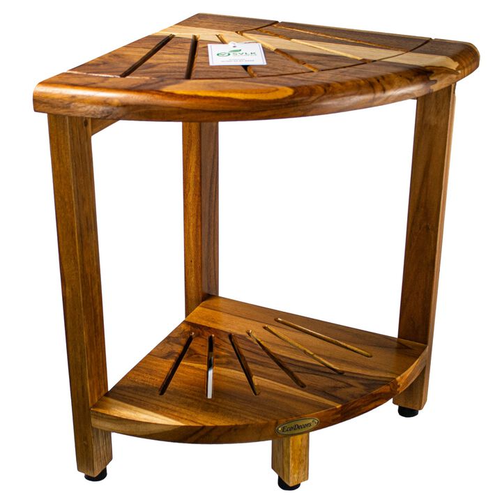 18" Snazzy Corner Starburst Shower Bench With Shelf