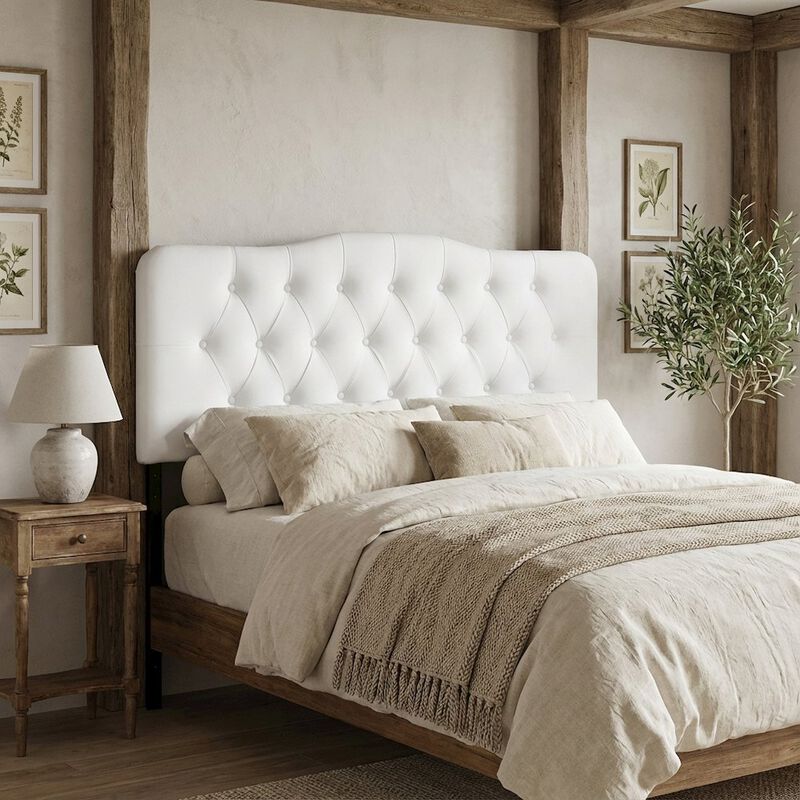 Upholstered Vinyl Full Headboard with Durable Padding and Classic Design image number 2