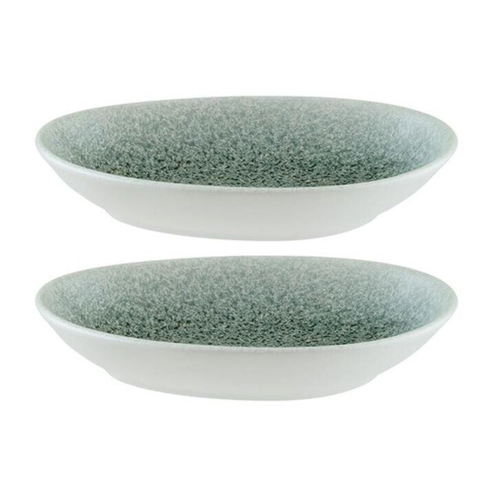 Luca Ocean Matte 6" x 4" x h:1" Organic Blue Vitrified Platter (Set of 2)