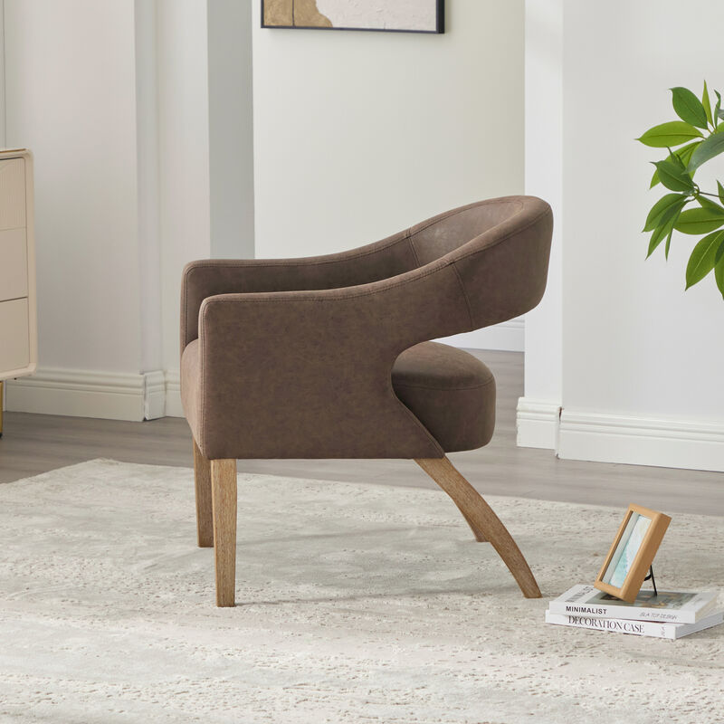 GOODSILO Modern Upholstered Accent Armchair Barrel Dining Chair Hollow-Out Side Club Chair image number 4
