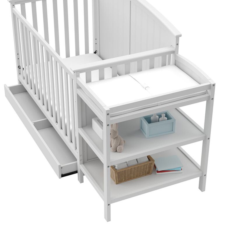 Steveston 5-in-1 Convertible Crib and Changer with Drawer - White image number 4