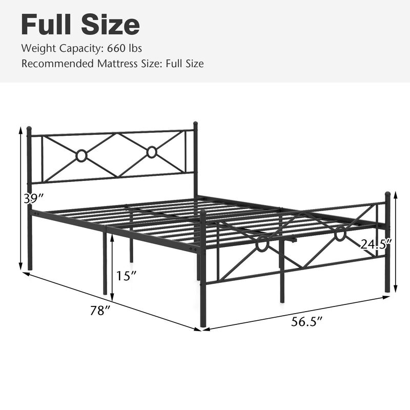 Metal Platform Bed Frame with Headboard and Footboard