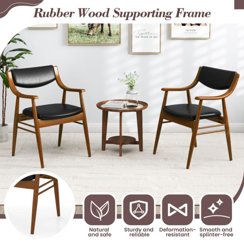 Hivvago Wooden Dining Chair Set of 2 with Padded Seat and Back