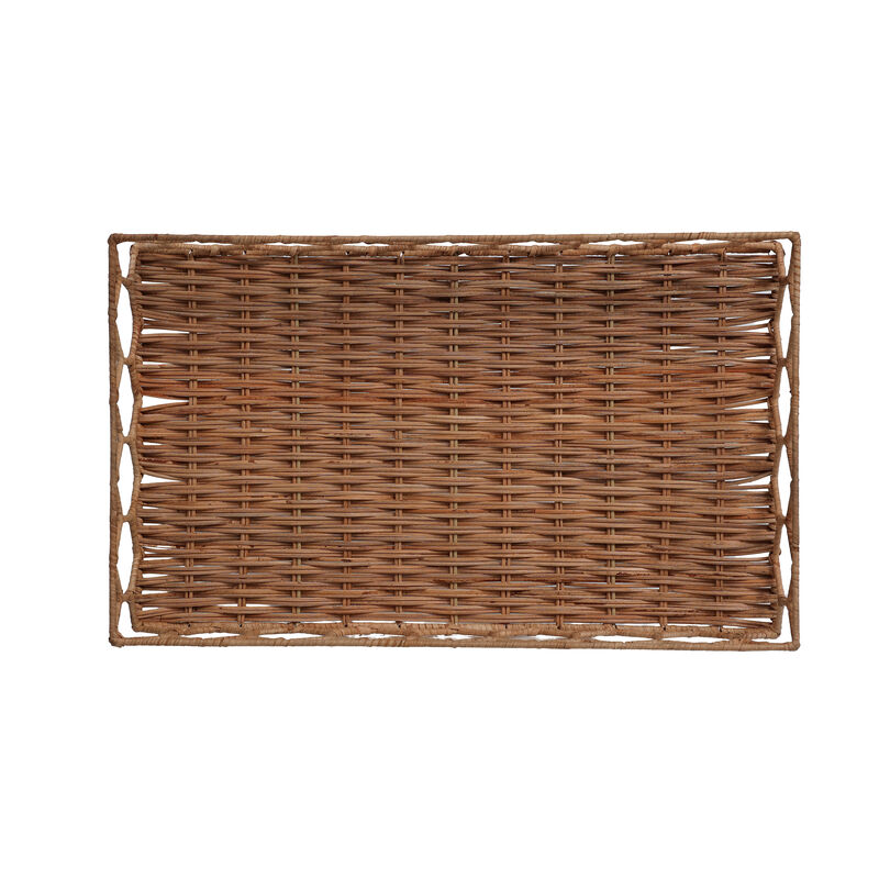 Honeycomb 19.75" Rustic Bohemian Hand-Woven Rattan Tray