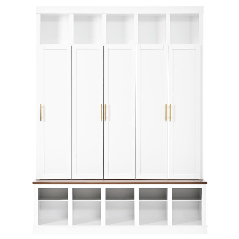 Merax All-in-One Hallway Organizer with 3 Closed Lockers, Inner Hooks & Hanging Rods Hall Tree image number 0