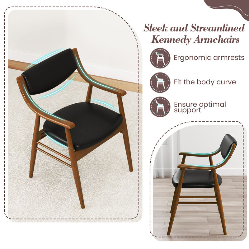 Wooden Dining Chair Set of 2 with Padded Seat and Back
