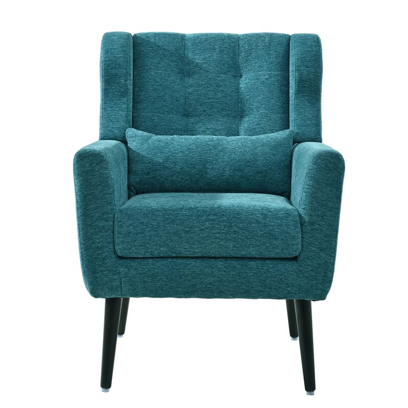 Mondawe Modern Accent Chair, Chenille Upholstered Armchair Comfy Padded Lounge with Pillow