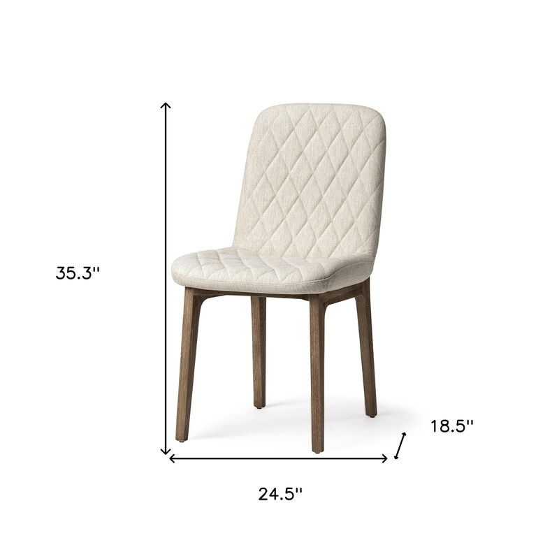HomeRoots Set of Two Cream and Brown Fabric Dining Side Chairs image number 2