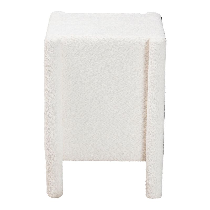 Baxton Studio Laria Modern White Teddy Bear Fabric 2 Drawer Nightstand