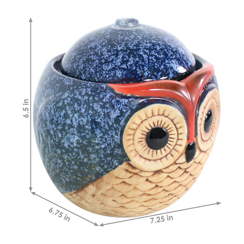 Sunnydaze Owl Ceramic Indoor Water Fountain - 6 in