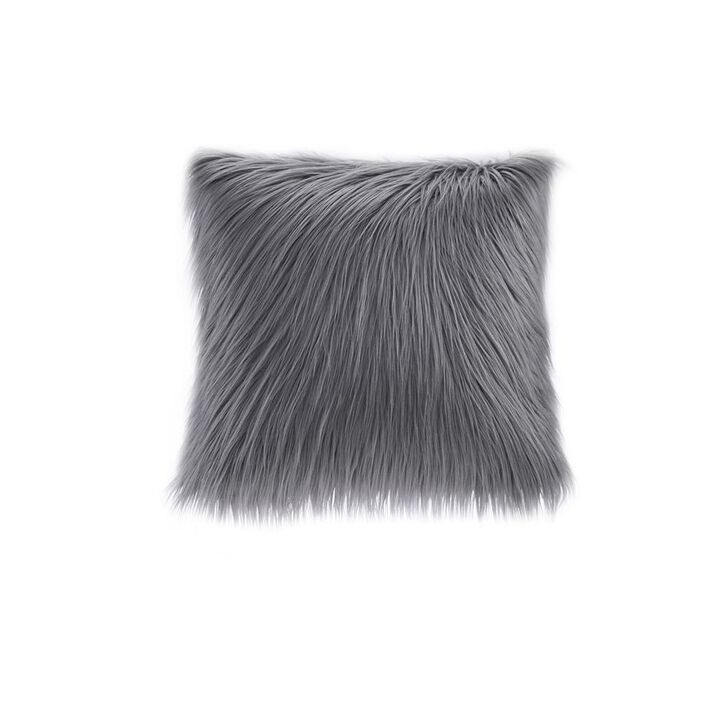 Belen Kox Grey Luxury Edina Faux Fur Pillow, Belen Kox