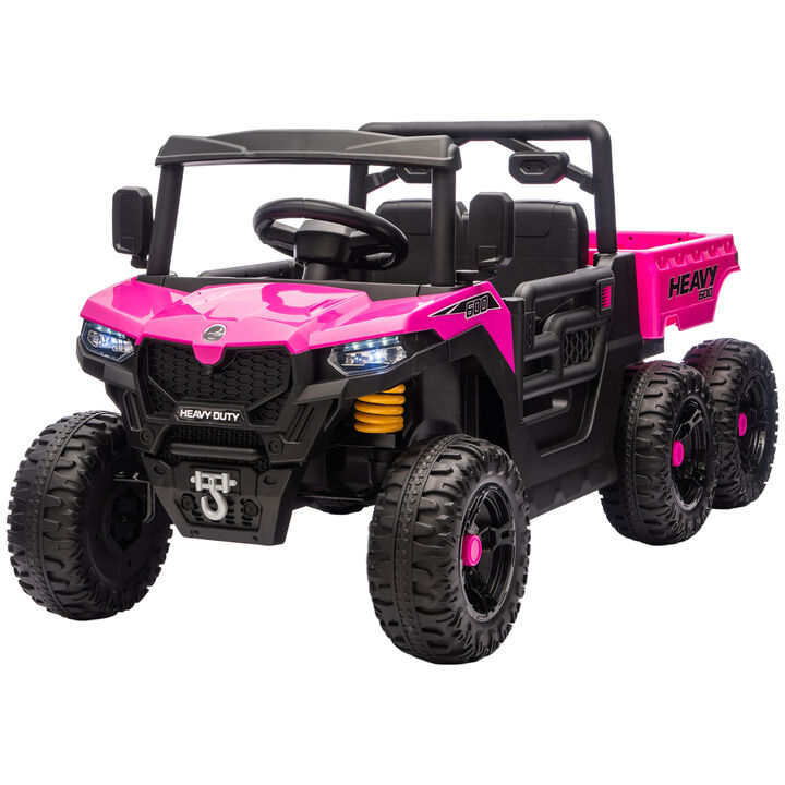 BreeBe 24V 4WD Kids Ride On Car with 6 Wheels Electric Ride On Car with Dump Bed, Remote