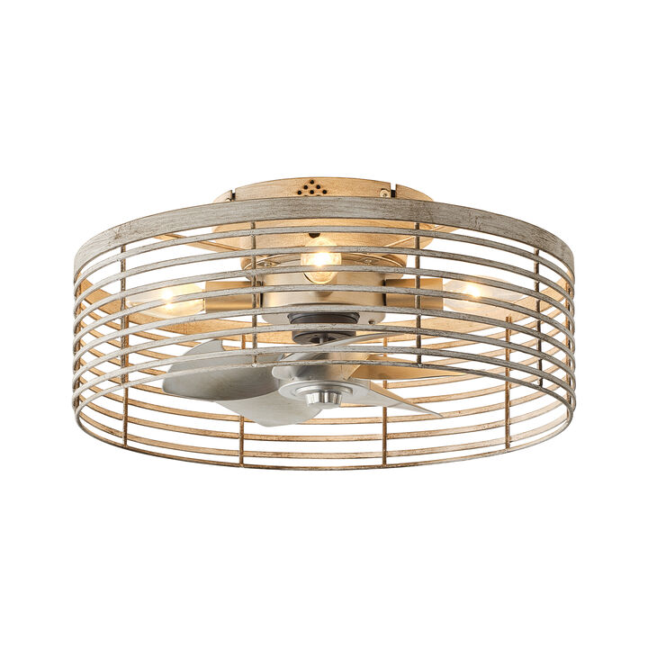 17.7" Modern Distressed Wood Metal Reversible 6-Speed Ceiling Fan with Light and Remote