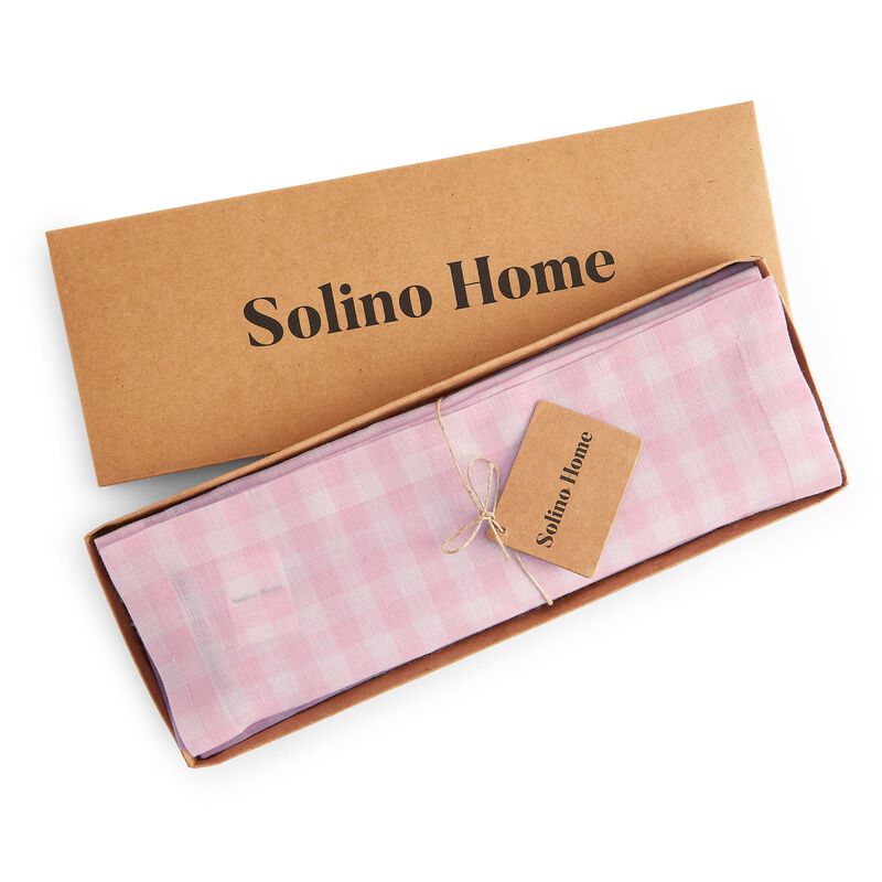 Solino Home 100% Pure Linen Placemats 14 x 19 Inch Set of 4 - Gingham Check