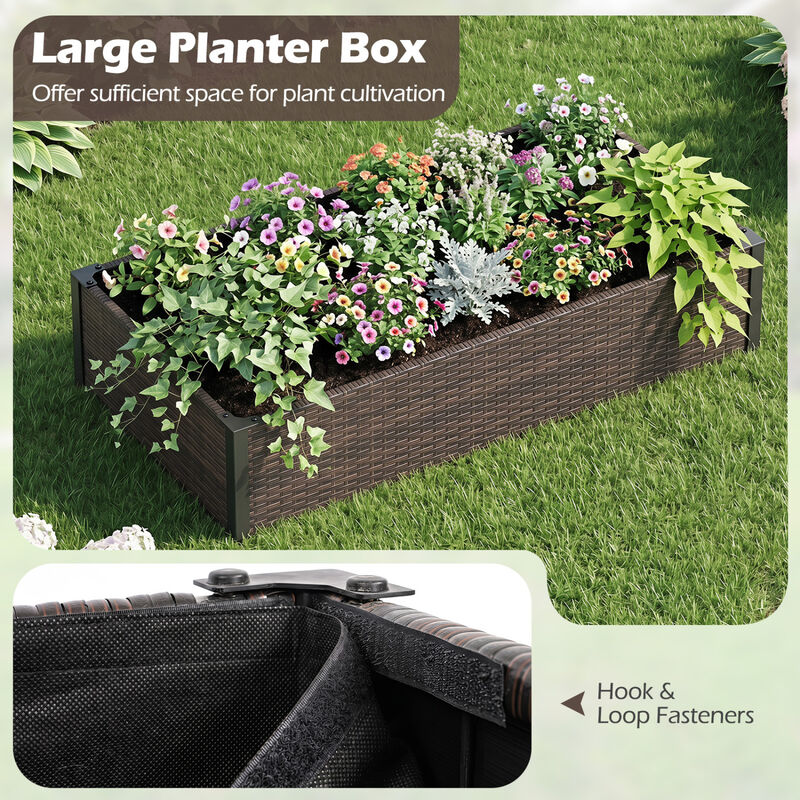PE Rattan Raised Garden Bed with Open-Ended Base for Outdoor Plants image number 3