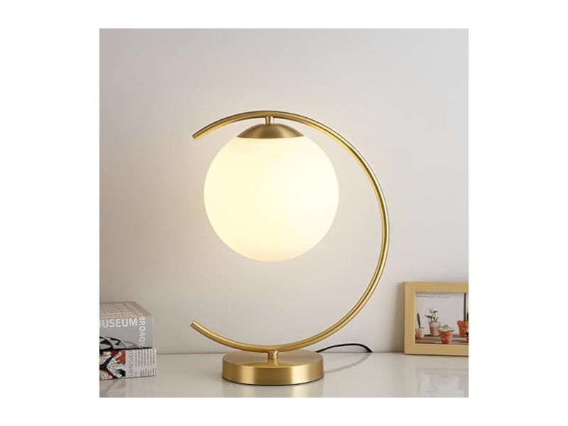 Modern Mid Century Metal Glass Moon Desk Lamp For Living Room Bedroom Office image number 2