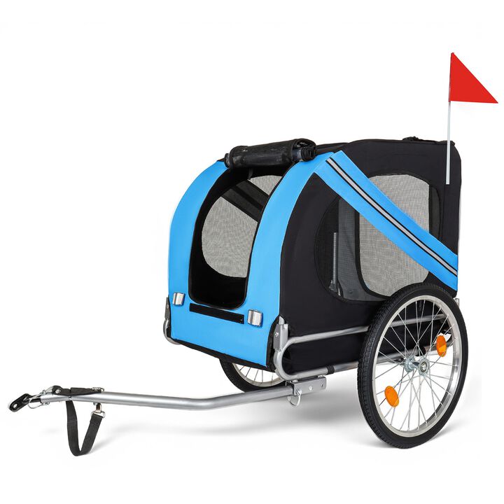 100LB Capacity All-Terrain Folding Dog Bike Trailer-Steel Frame for Camping & Outdoor Trips