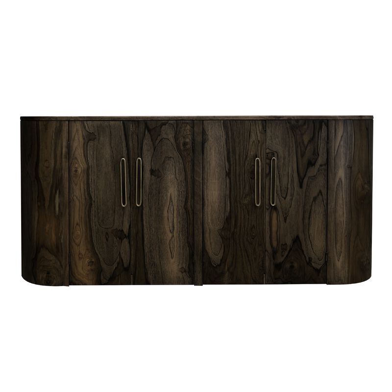 Eray Sideboard Buffet Cabinet Console, 4 Door Bronze, Black Mango Wood