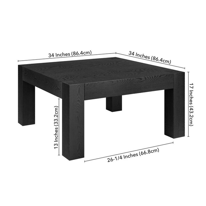 Hudson&Canal Langston 34 Wide Square Coffee Table in Black Grain