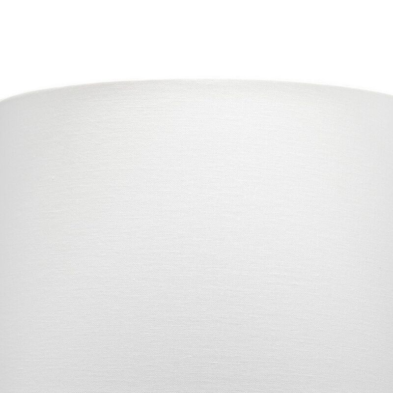 Table Lamp with Drum Shade and Seagrass Base, White and Brown - Benzara