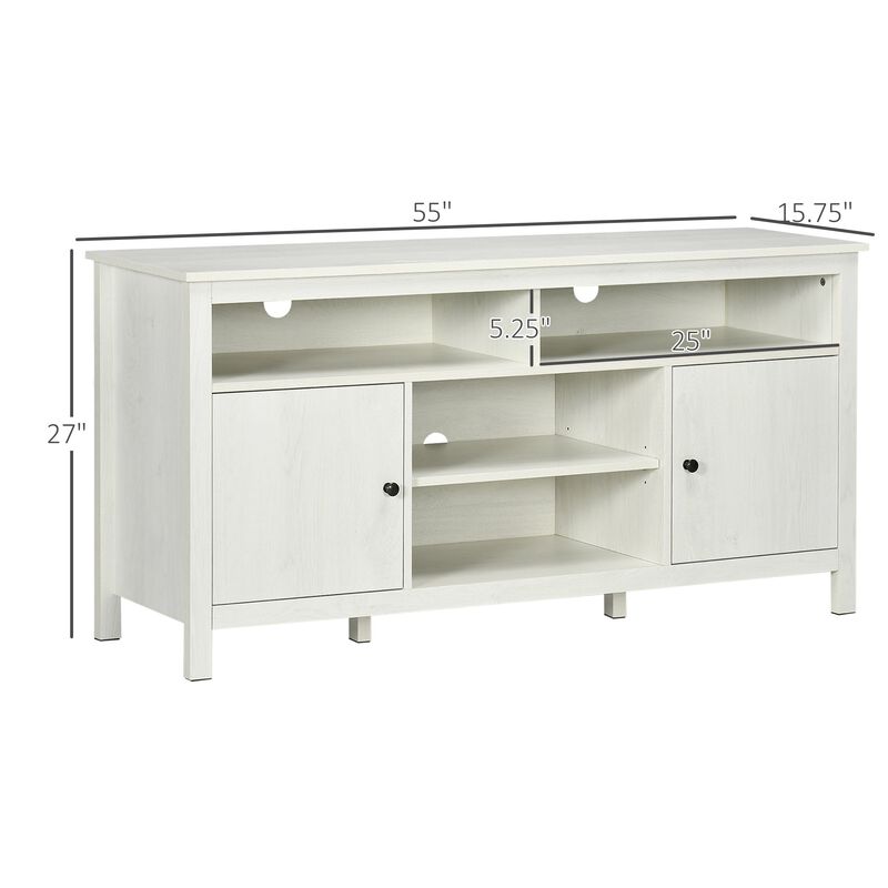 TV Cabinet Stand for TVs up to 65", Entertainment Center with Storage Shelves and Doors for Living Room, Bedroom, White