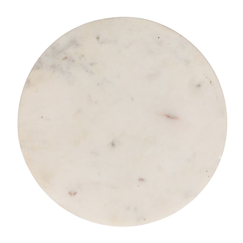 Round Marble Accent Table with Sculptural Ball Base, Antique Bronze Finish image number 6