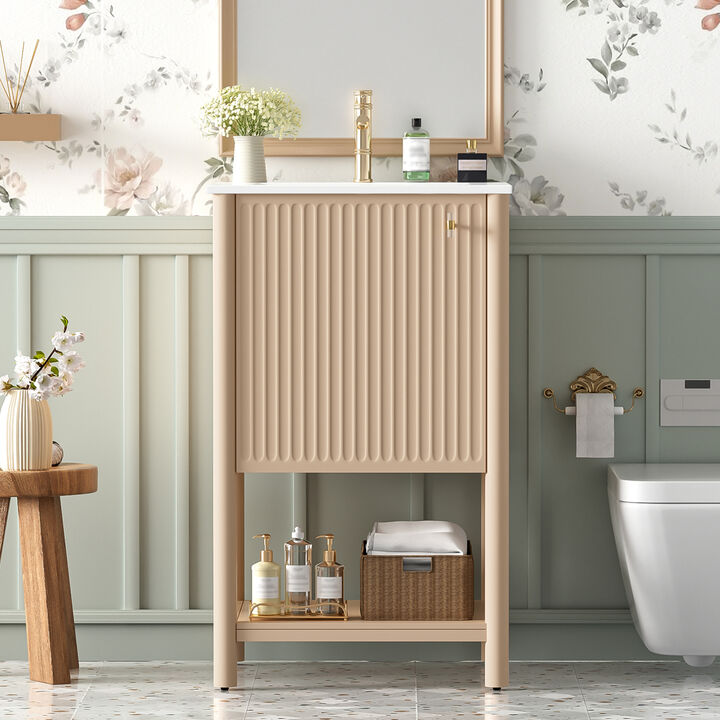 ELEMENT ACE Compact Bathroom Vanity with Ceramic Undermount Sink and Soft Closing Door for Organized Storage Space