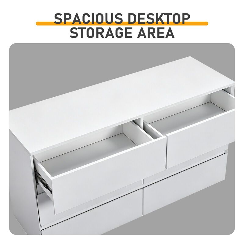 High Gloss 6 Drawer Storage Dresser with USB Powered RGB LED Lighting image number 7