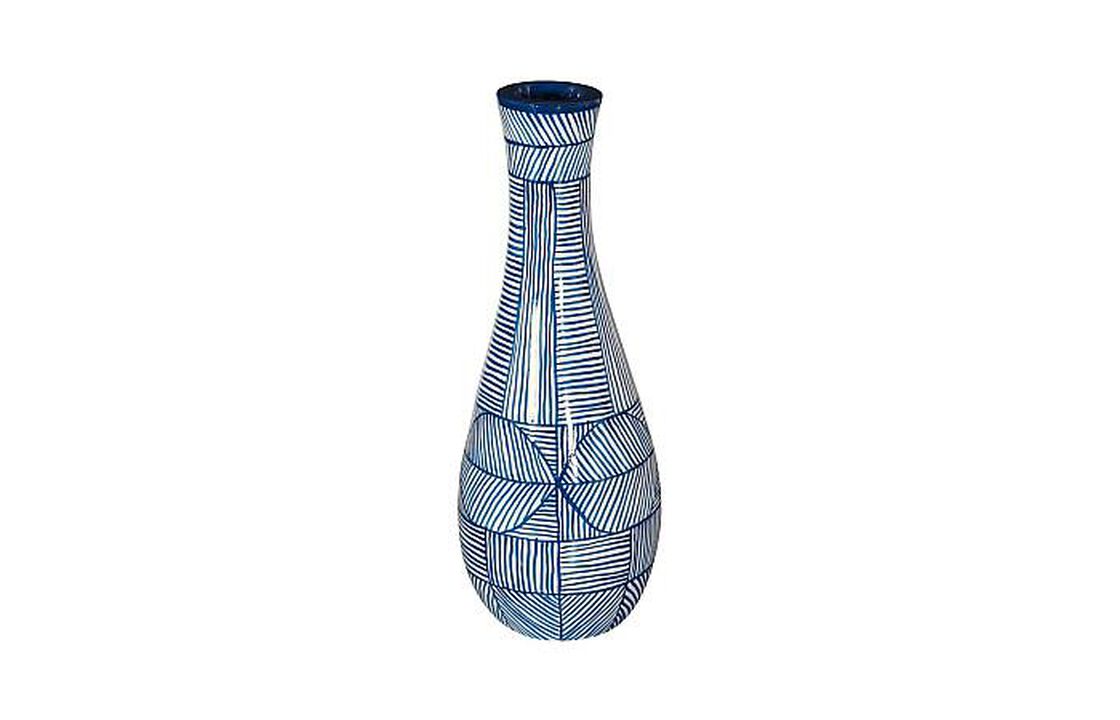 Indigo Mosaic Slim Vase