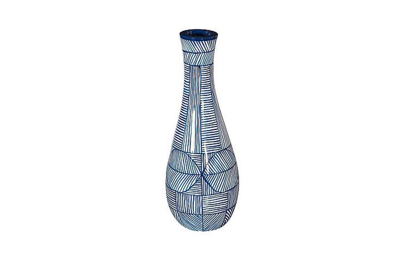 Indigo Mosaic Slim Vase image number 0