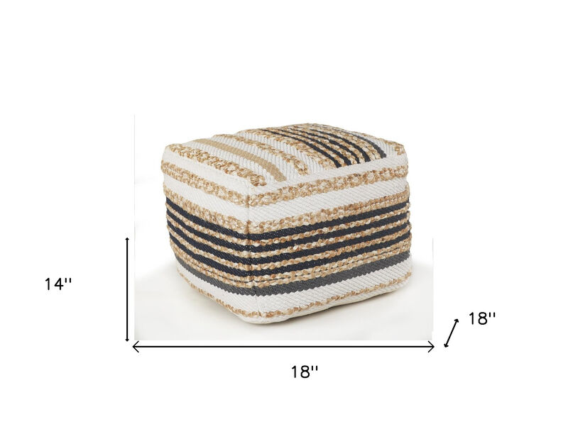 Hivvago 18 Inch Tan Geometric Pouf Ottoman