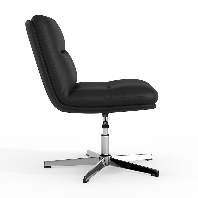 Flash Furniture Black Padded LeatherSoft Armless Stationary Task Office Chair, Chrome Frame image number 2