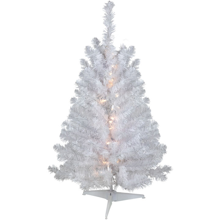 3' Pre-Lit LED Snow White Medium Artificial Christmas Tree - Clear Lights