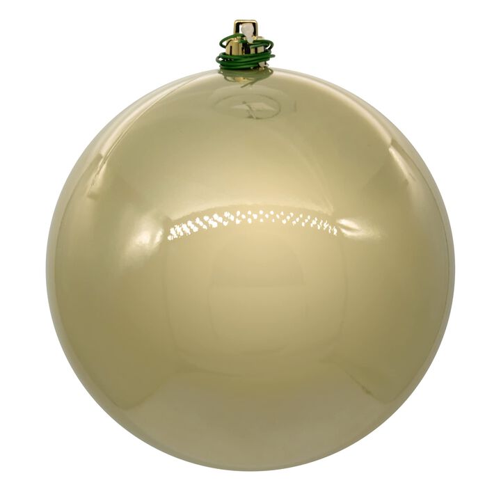 Vickerman 4" Champagne Pearl UV Drilled Ball Ornament, 6 per Bag.