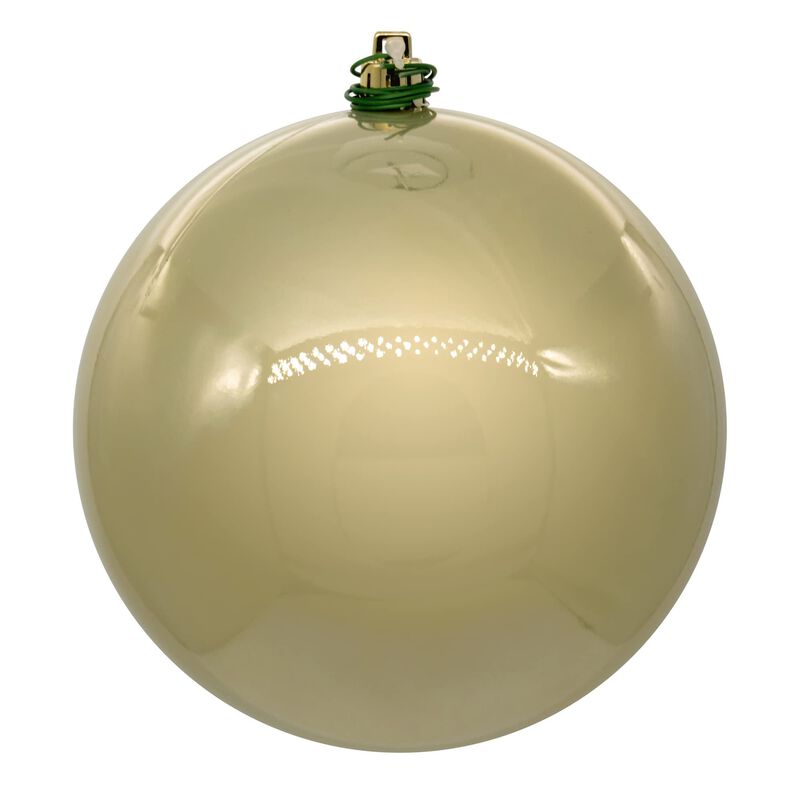 Vickerman 4" Champagne Pearl UV Drilled Ball Ornament, 6 per Bag. image number 0