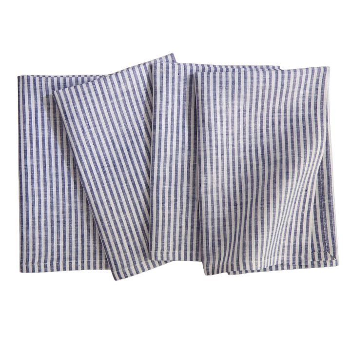 Linen Dinner Napkins - Narrow Stripe