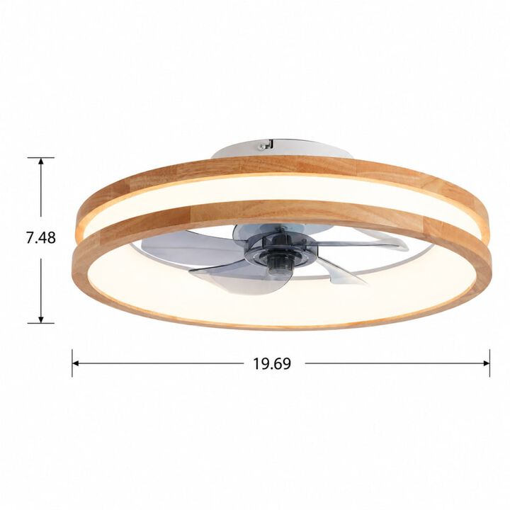 ELEMENT ACE Flush Mount Ceiling Fan with Dimmable LED Light Kit, 6 Speeds Quiet DC Motor, Reversible Rotation Multi-Function Remote Control for Home Use