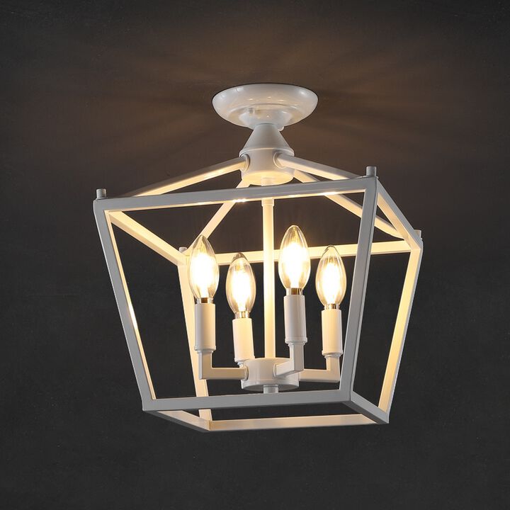 Plains 4-Light Iron Modern Farmhouse Pagoda LED Semi Flush Mount Lantern