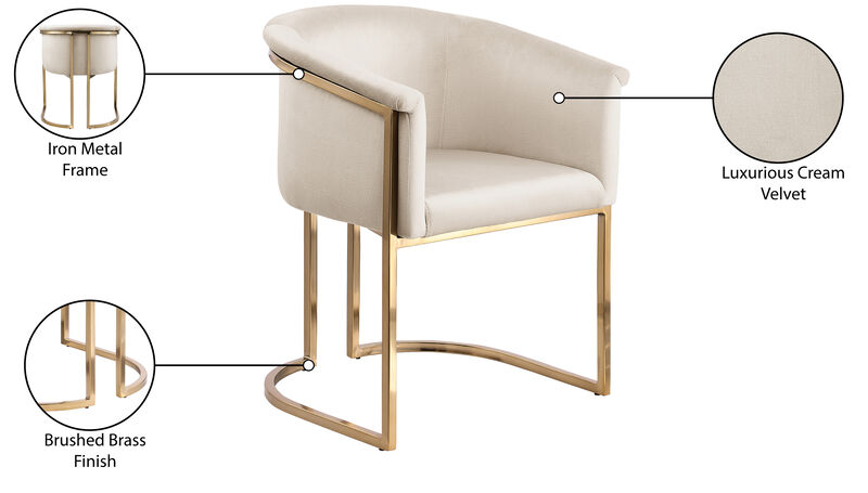 Meridian Furniture Tierra Cream Velvet Dining Chair
