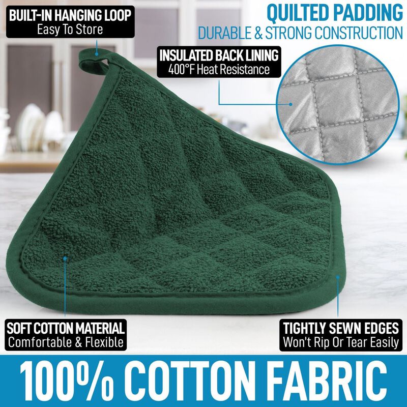 3-Pack Washable Pot Holders for Kitchen Heat Resistant Cotton