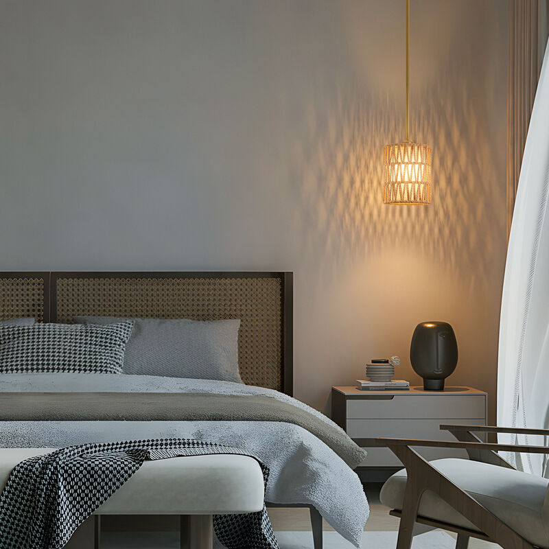 15" Modern Boho Rattan Mini Pendant Light image number 8