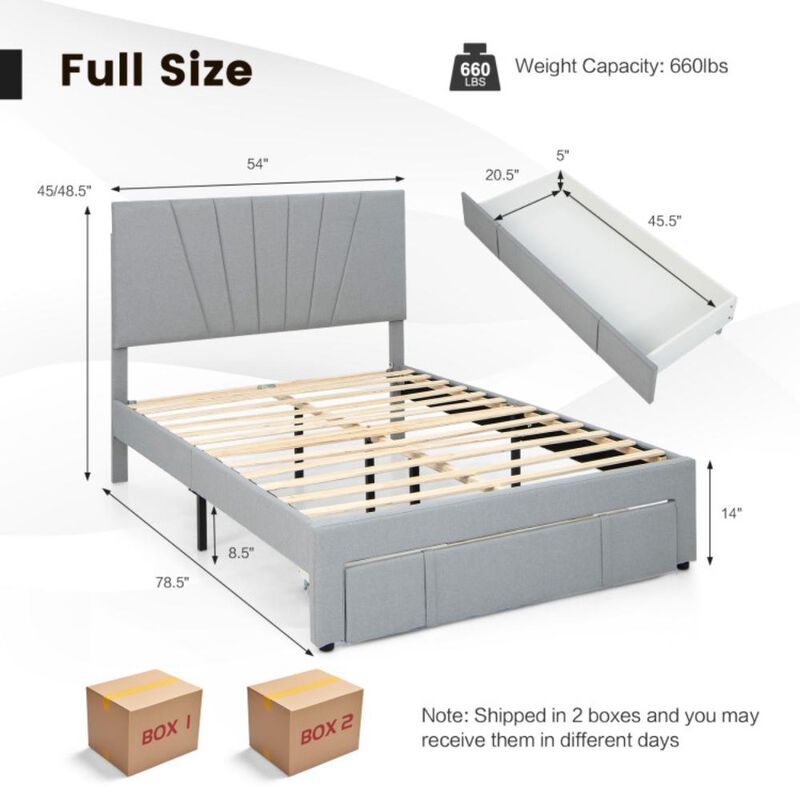 Hivvago Upholstered Bed Frame with Drawer and Adjustable Headboard